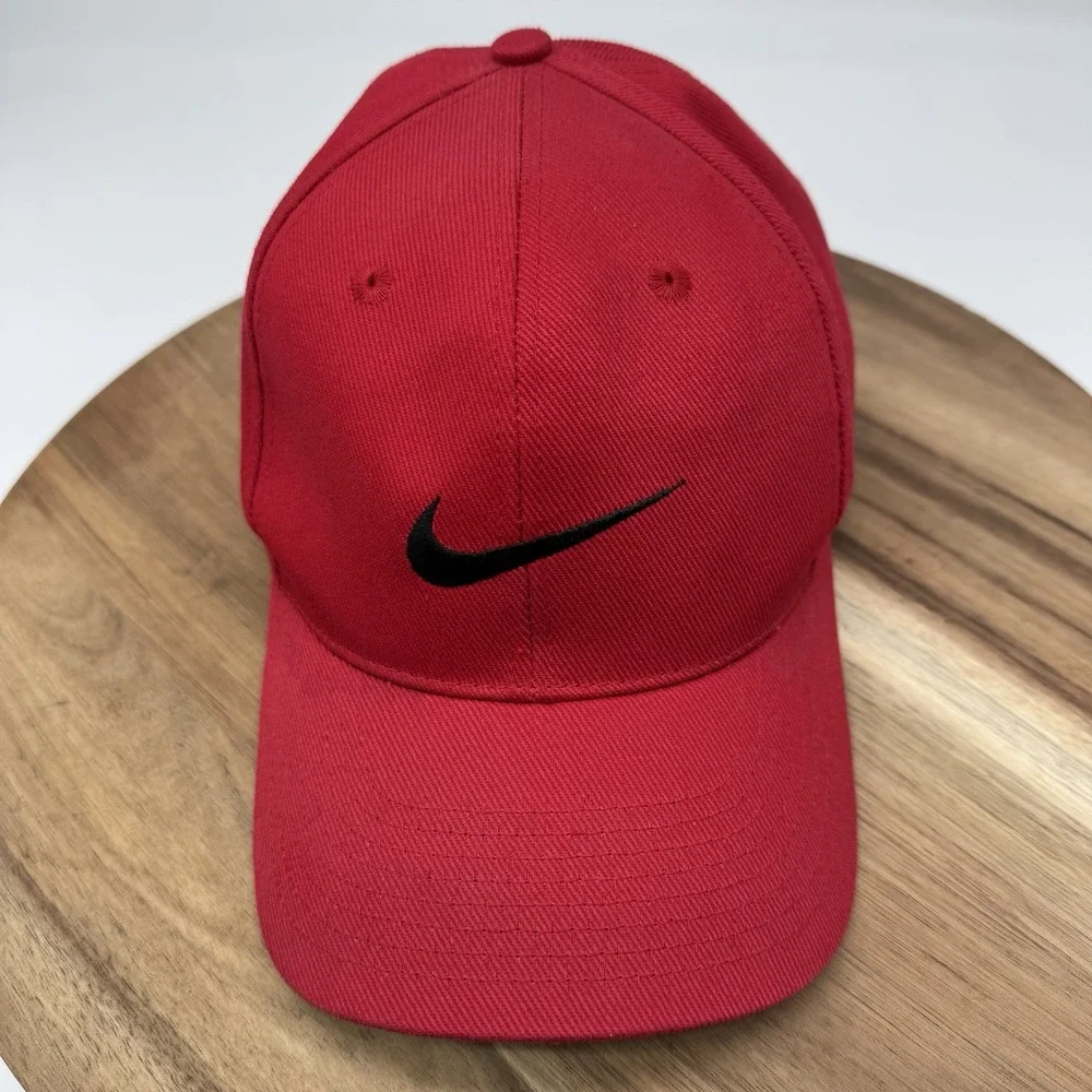 Vintage EUC Nike Hat Cap Snap Back Red Swoosh Logo Adjustable 90's 100% Cotton